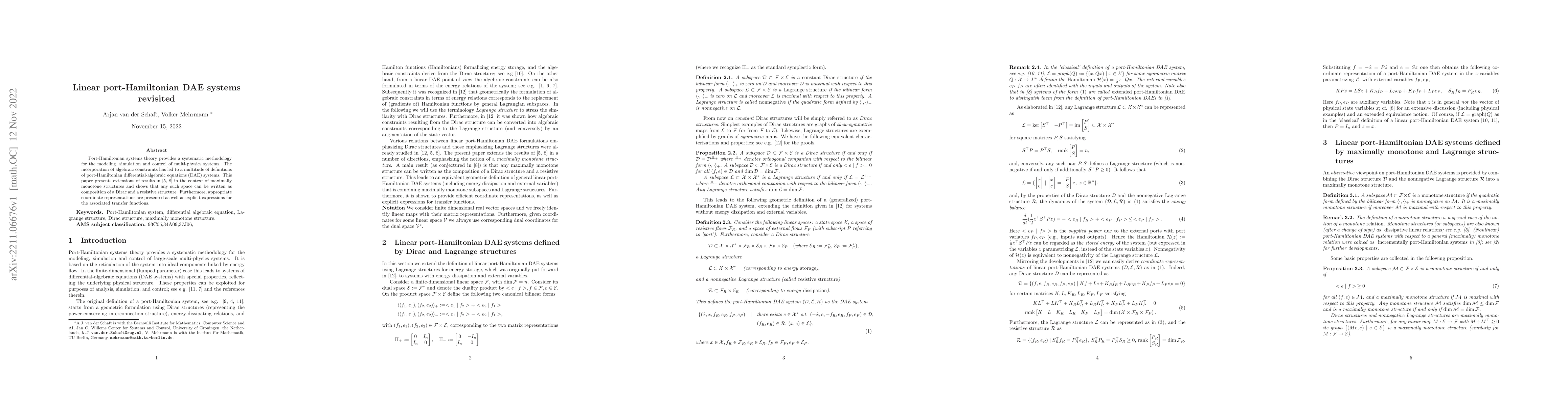 Thumbnail for Linear port-Hamiltonian DAE systems revisited