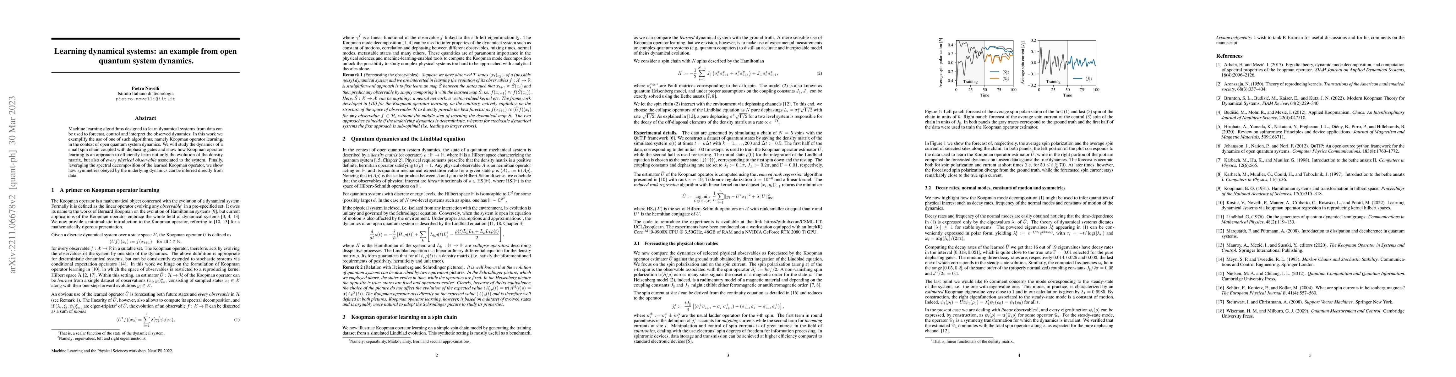 Thumbnail for Learning dynamical systems: an example from open quantum system dynamics