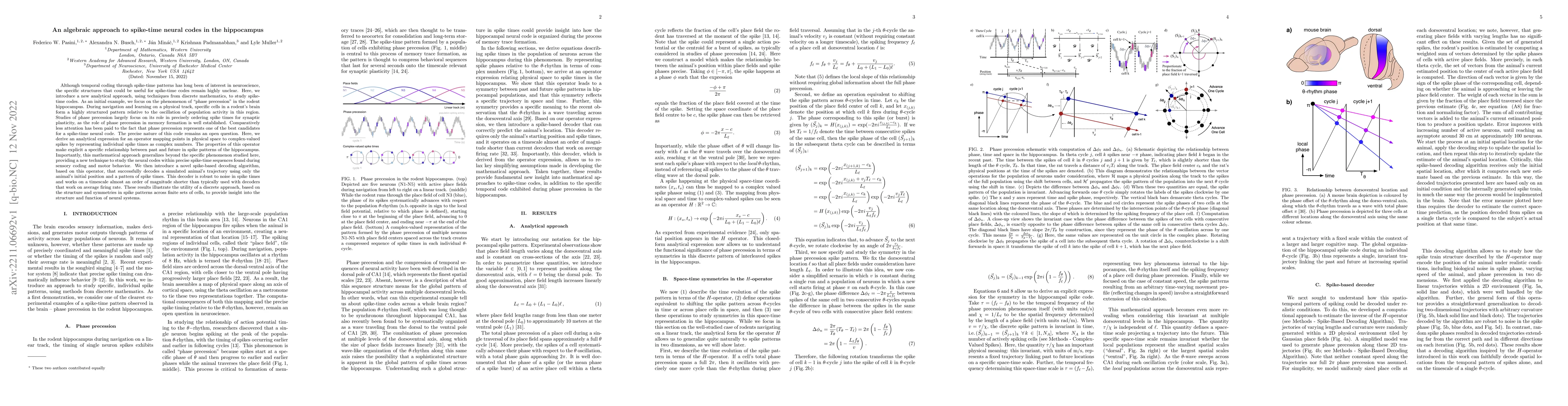 Thumbnail for An algebraic approach to spike-time neural codes in the hippocampus