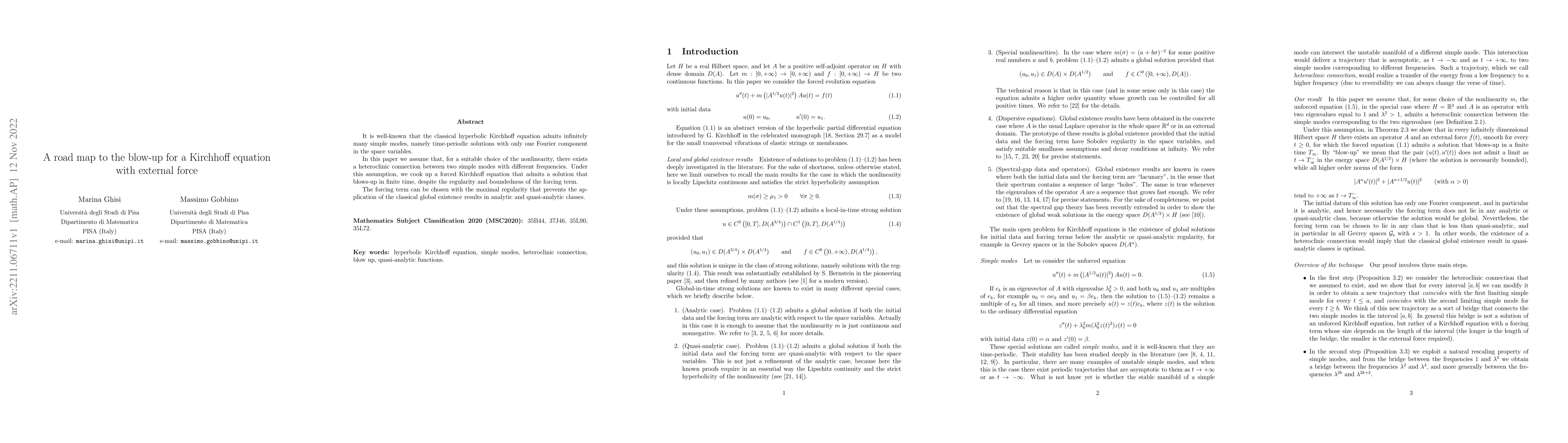 Thumbnail for A road map to the blow-up for a Kirchhoff equation with external force