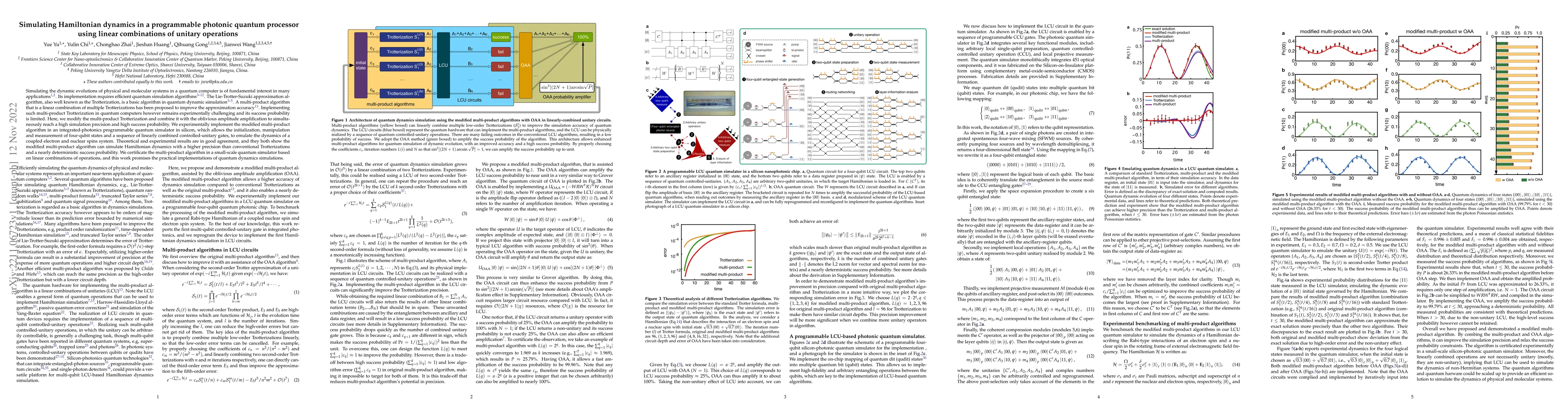 Thumbnail for Simulating Hamiltonian dynamics in a programmable photonic quantum
  processor using linear combinations of unitary operations