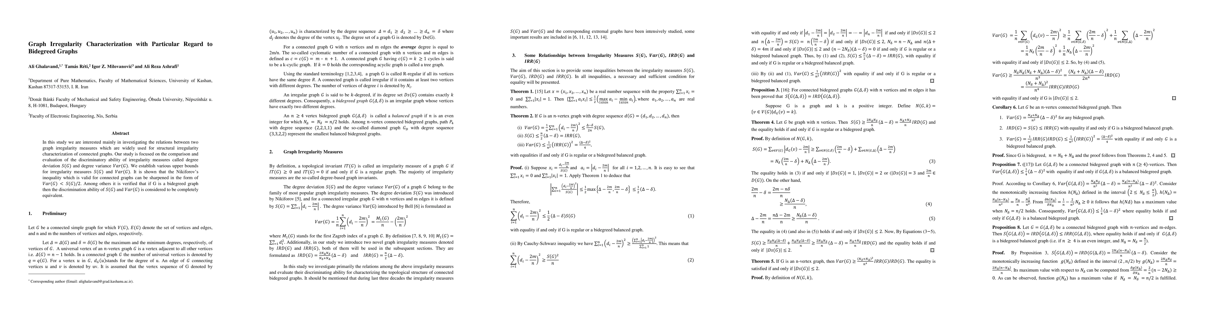 Thumbnail for Graph Irregularity Characterization with Particular Regard to Bidegreed
  Graphs