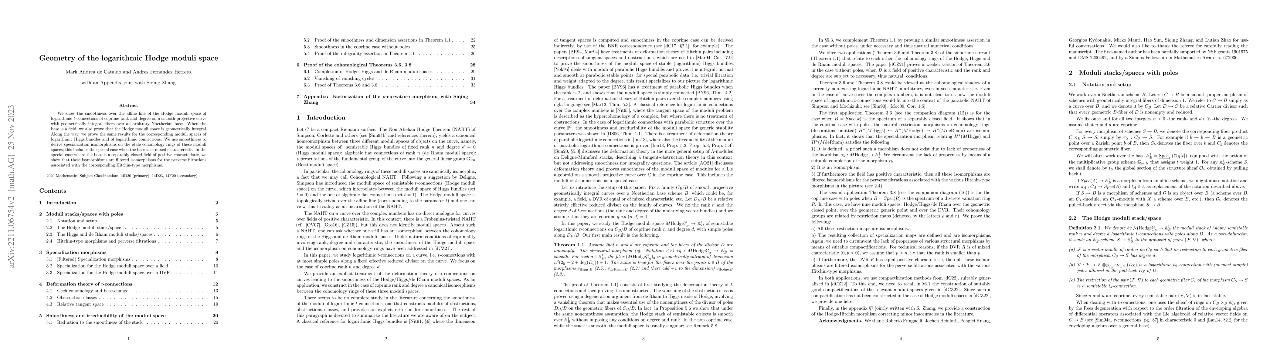 Thumbnail for Geometry of the logarithmic Hodge moduli space (with an Appendix joint
  with Siqing Zhang)