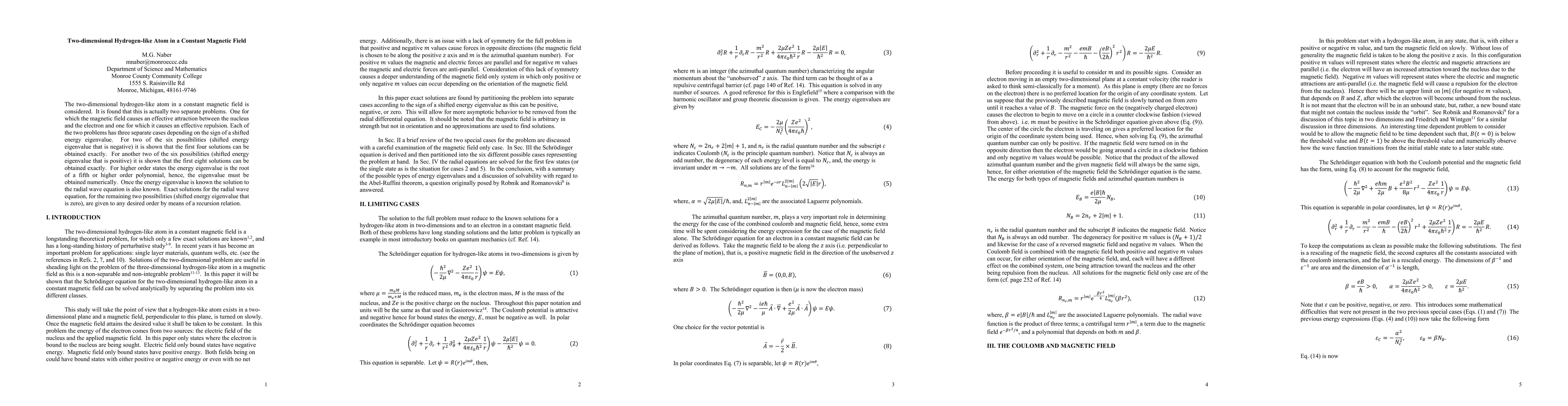 Thumbnail for Two-dimensional Hydrogen-like Atom in a Constant Magnetic Field