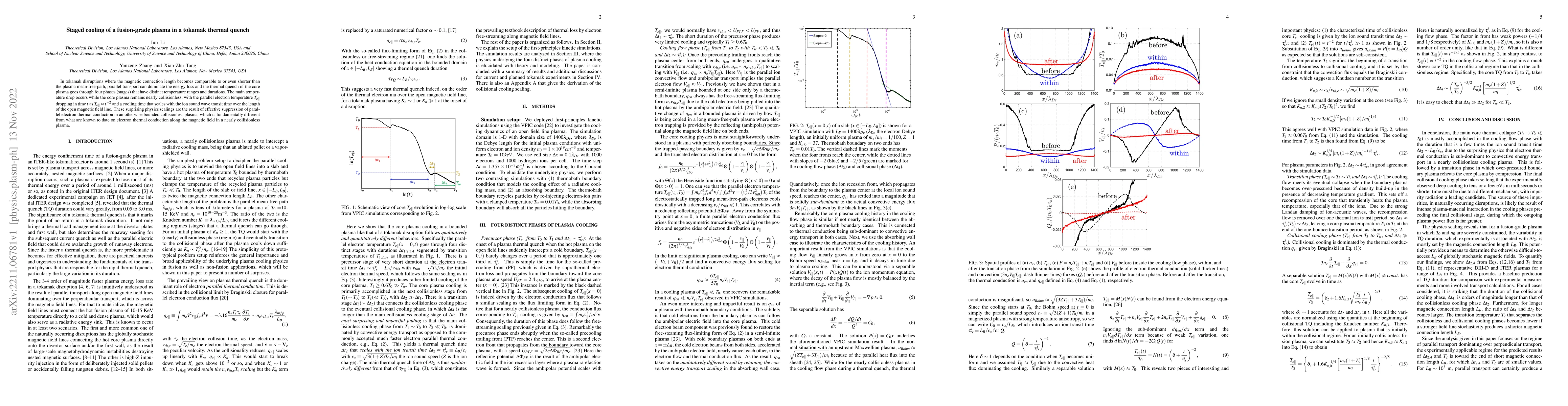 Thumbnail for Staged cooling of a fusion-grade plasma in a tokamak thermal quench