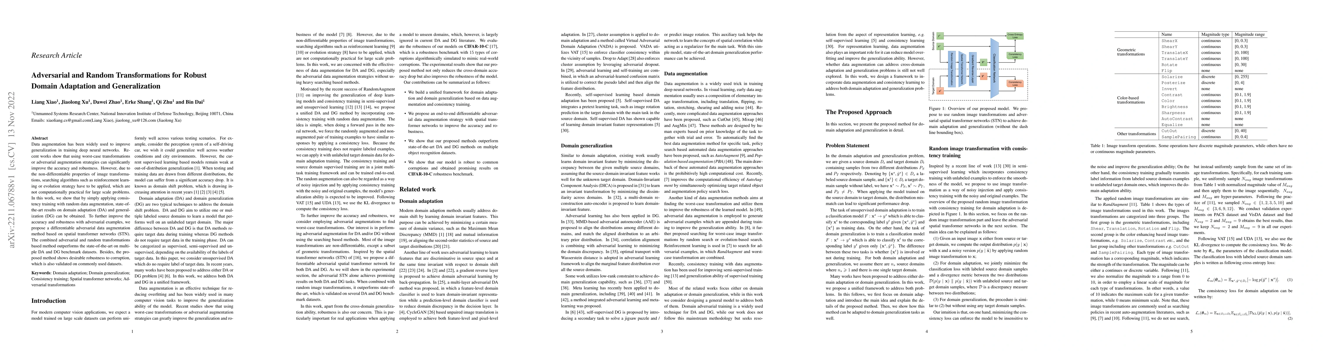 Thumbnail for Adversarial and Random Transformations for Robust Domain Adaptation and
  Generalization