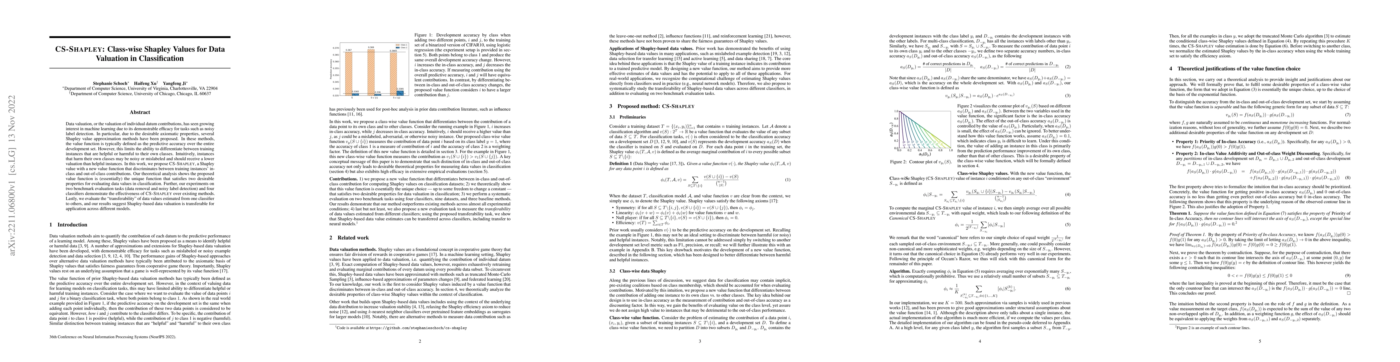 Thumbnail for CS-Shapley: Class-wise Shapley Values for Data Valuation in
  Classification