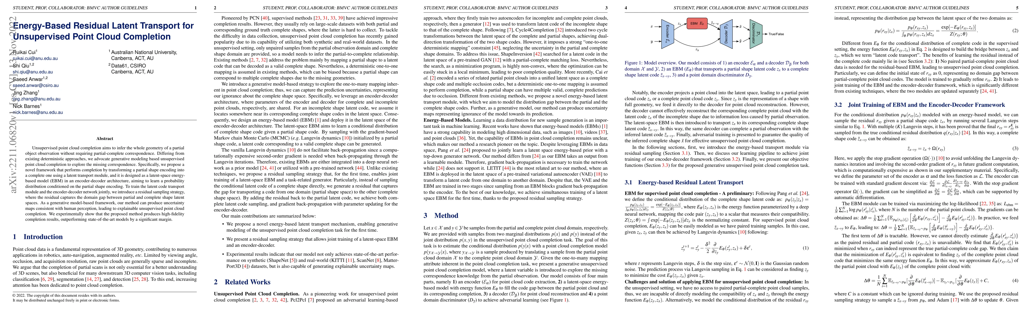Thumbnail for Energy-Based Residual Latent Transport for Unsupervised Point Cloud
  Completion