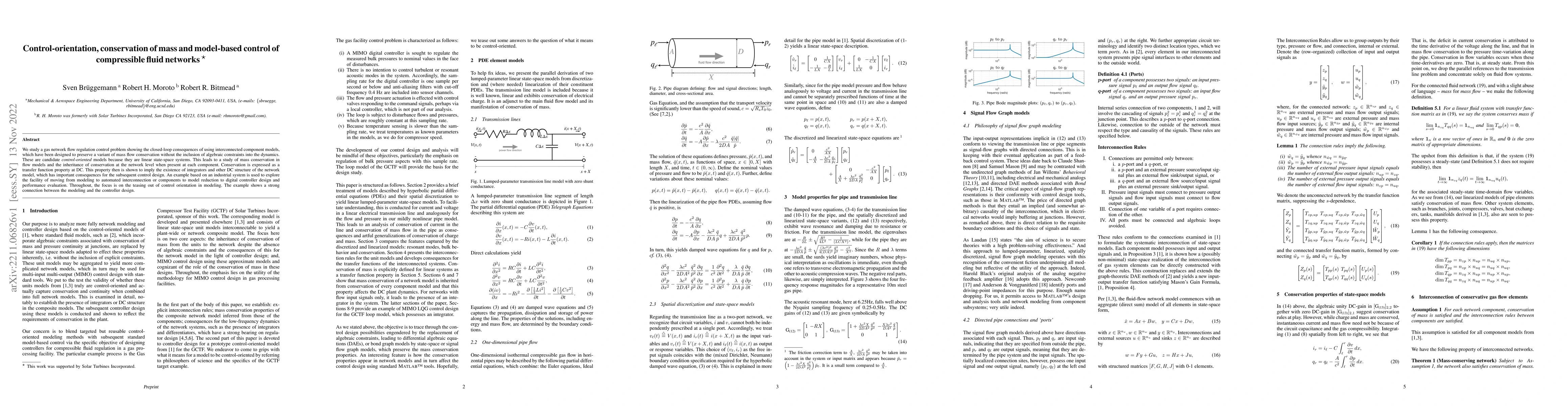 Thumbnail for Control-orientation, conservation of mass and model-based control of
  compressible fluid networks