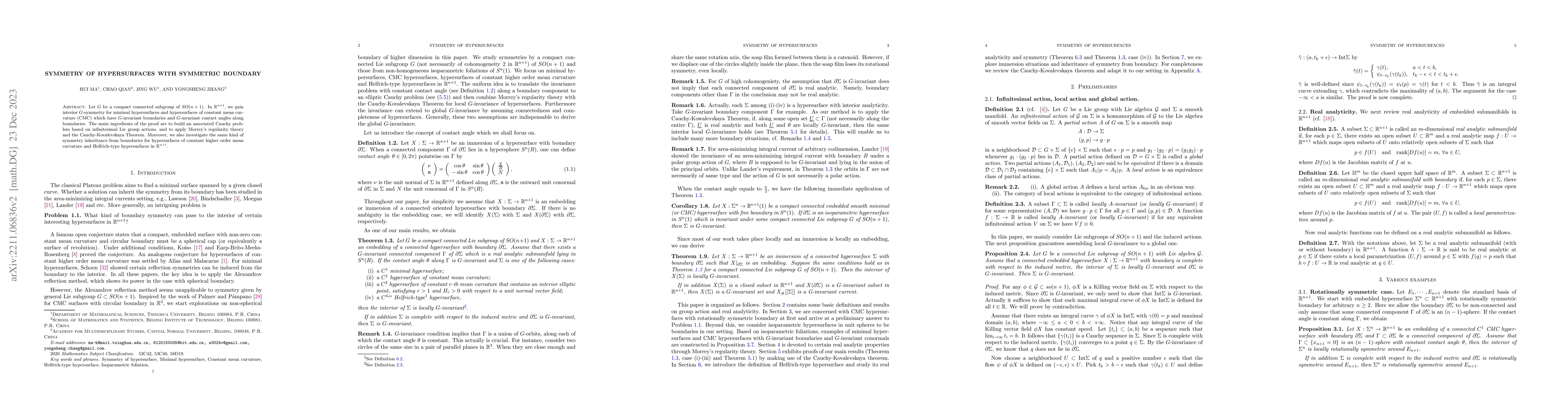 Thumbnail for Symmetry of hypersurfaces with symmetric boundary