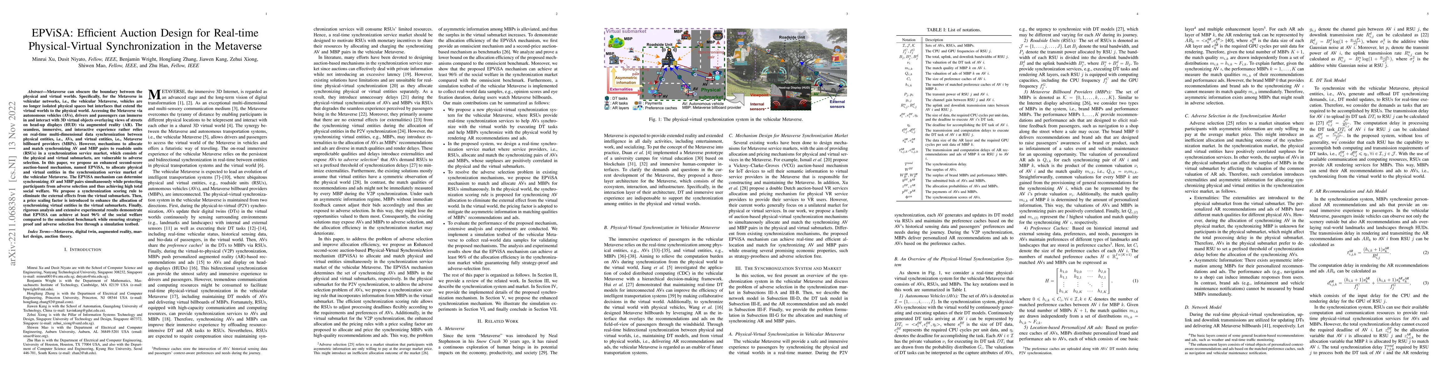 Thumbnail for EPViSA: Efficient Auction Design for Real-time Physical-Virtual
  Synchronization in the Metaverse