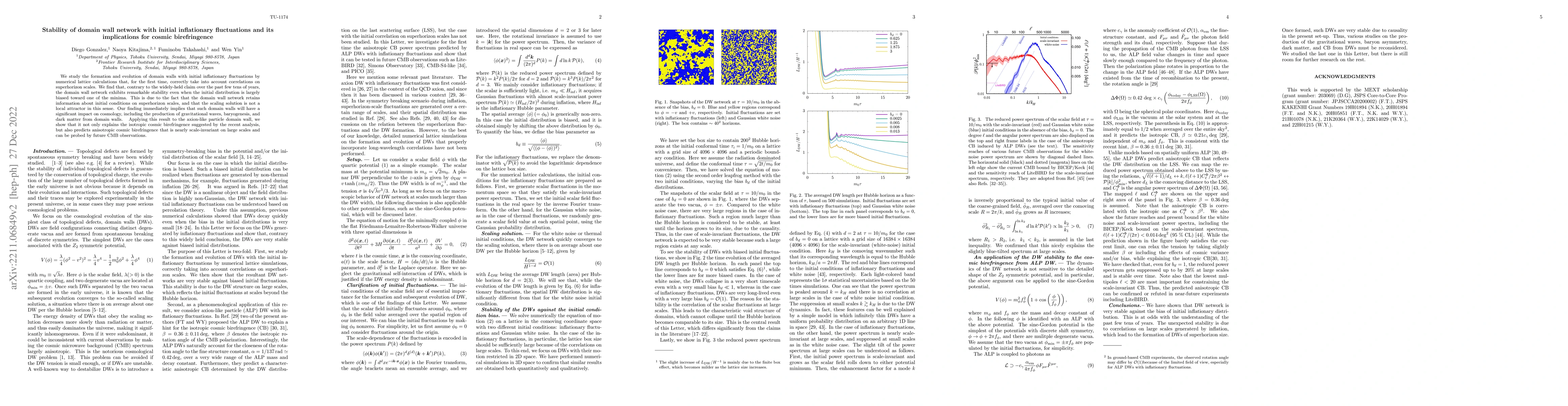 Thumbnail for Stability of domain wall network with initial inflationary fluctuations,
  and its implications for cosmic birefringence