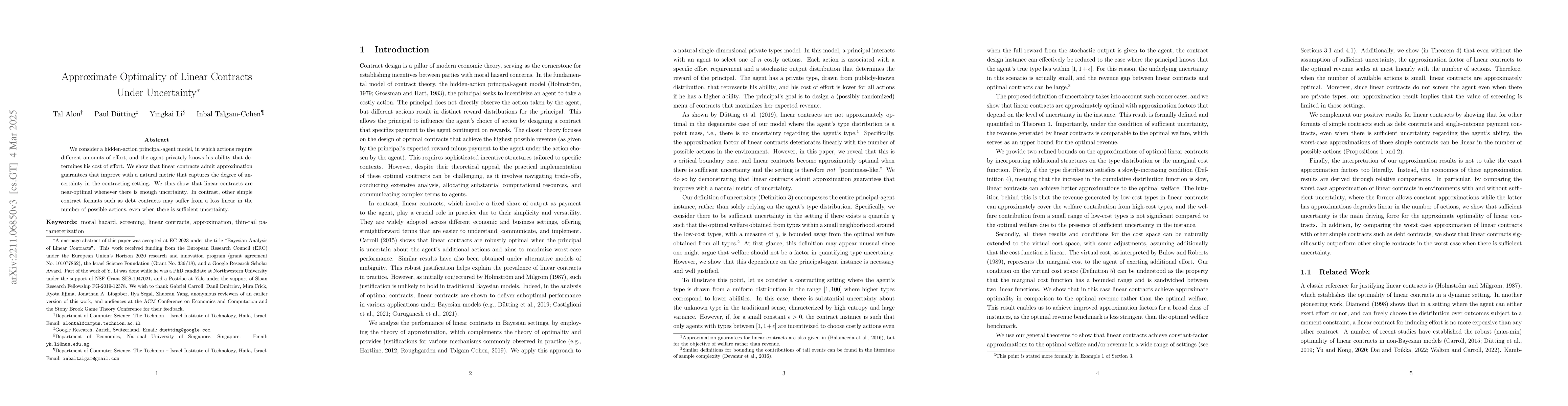 Thumbnail for Bayesian Analysis of Linear Contracts