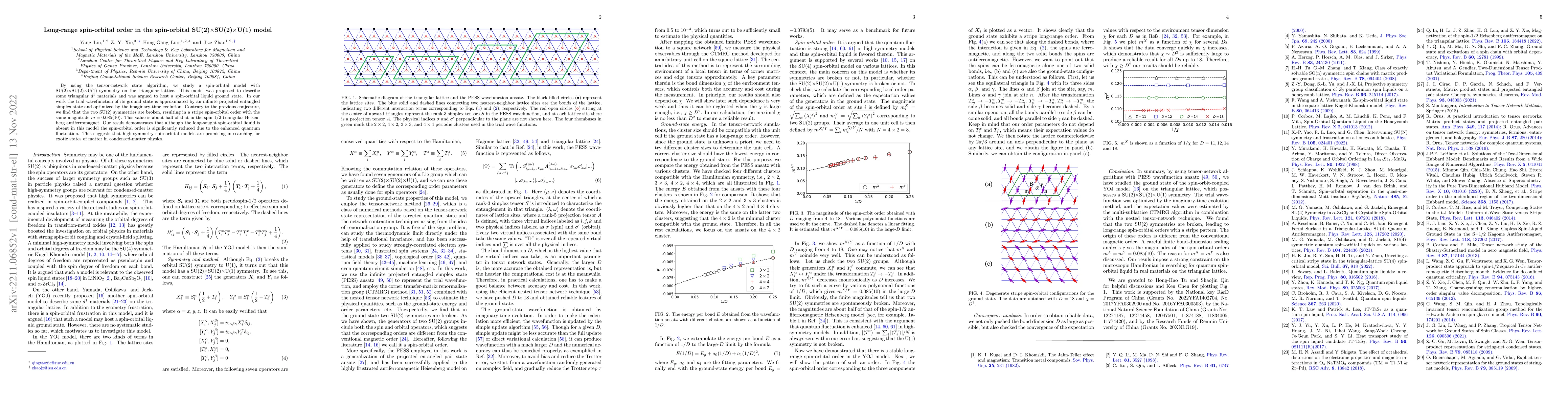 Thumbnail for Long-range spin-orbital order in the spin-orbital
  SU(2)$\times$SU(2)$\times$U(1) model