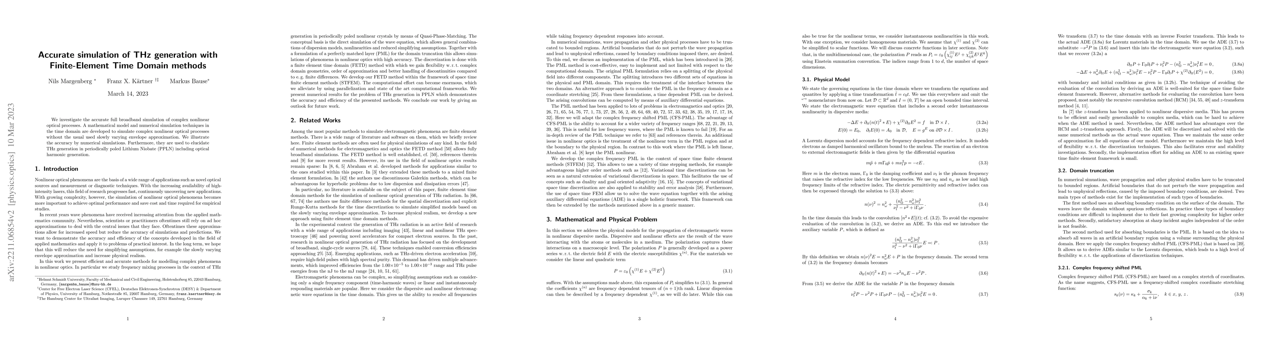 Thumbnail for Accurate simulation of THz generation with Finite-Element Time Domain
  methods