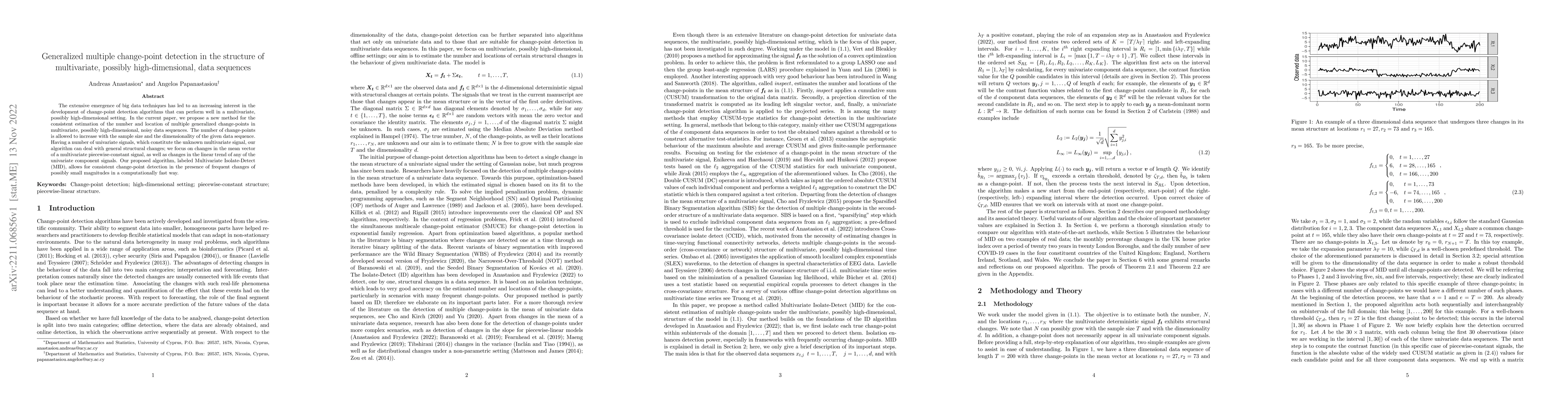 Thumbnail for Generalized multiple change-point detection in the structure of
  multivariate, possibly high-dimensional, data sequences