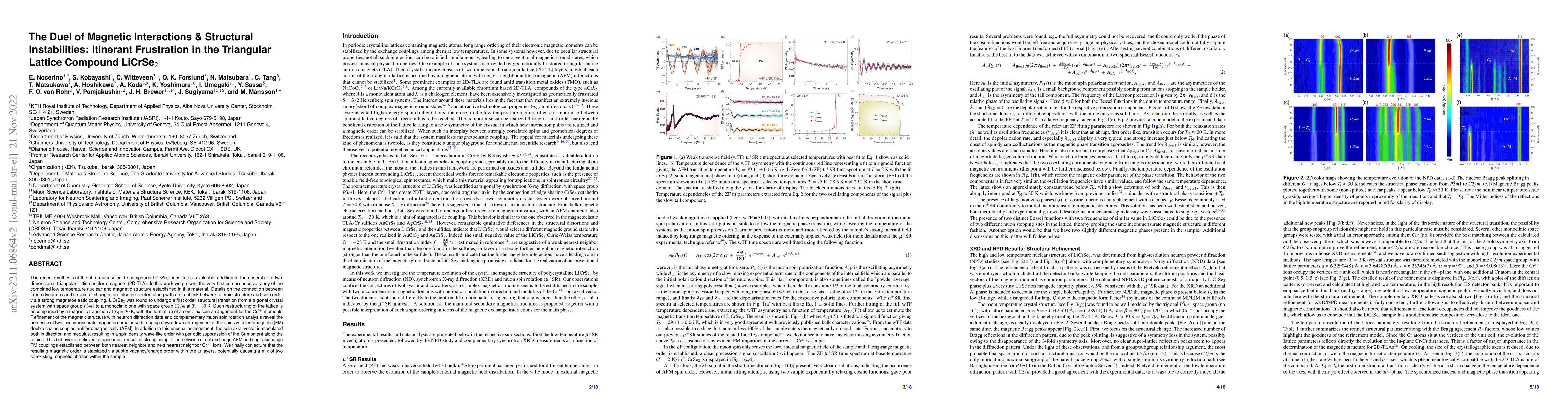 Thumbnail for The Duel of Magnetic Interactions & Structural Instabilities: Itinerant
  Frustration in the Triangular Lattice Compound LiCrSe$_2$
