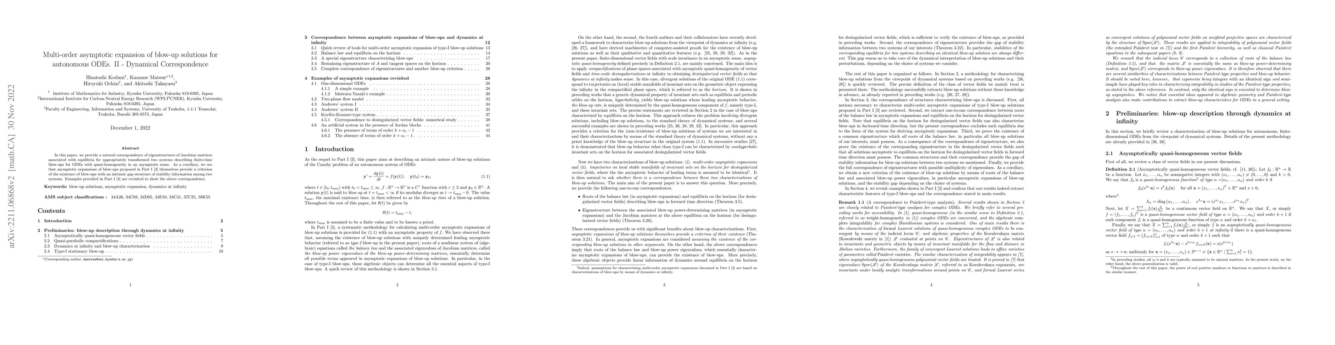 Thumbnail for Multi-order asymptotic expansion of blow-up solutions for autonomous
  ODEs. II -- Dynamical Correspondence