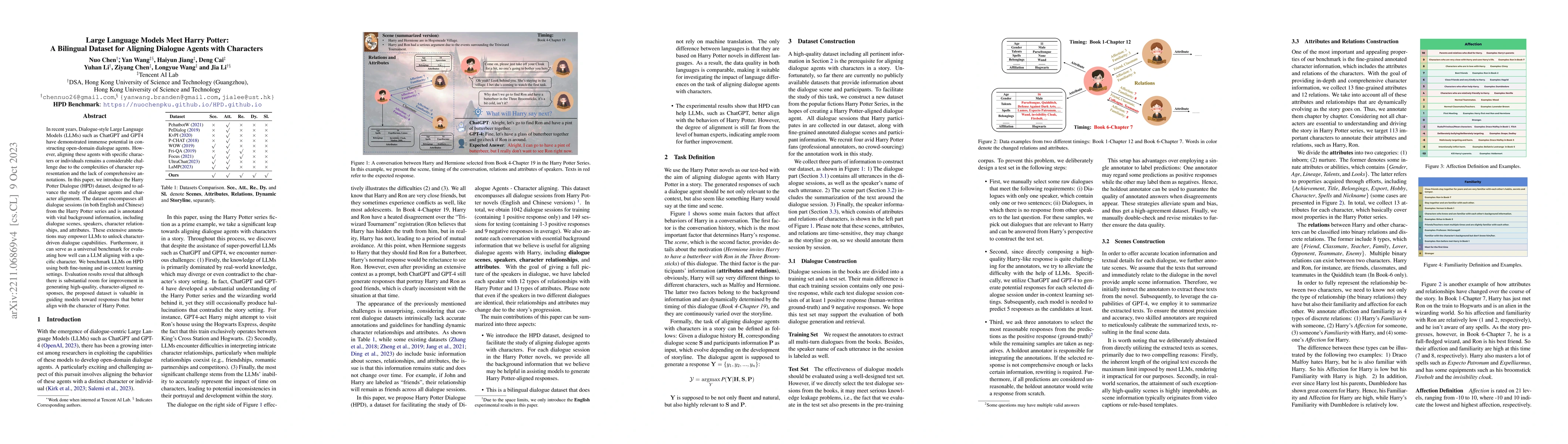 Thumbnail for Large Language Models Meet Harry Potter: A Bilingual Dataset for
  Aligning Dialogue Agents with Characters