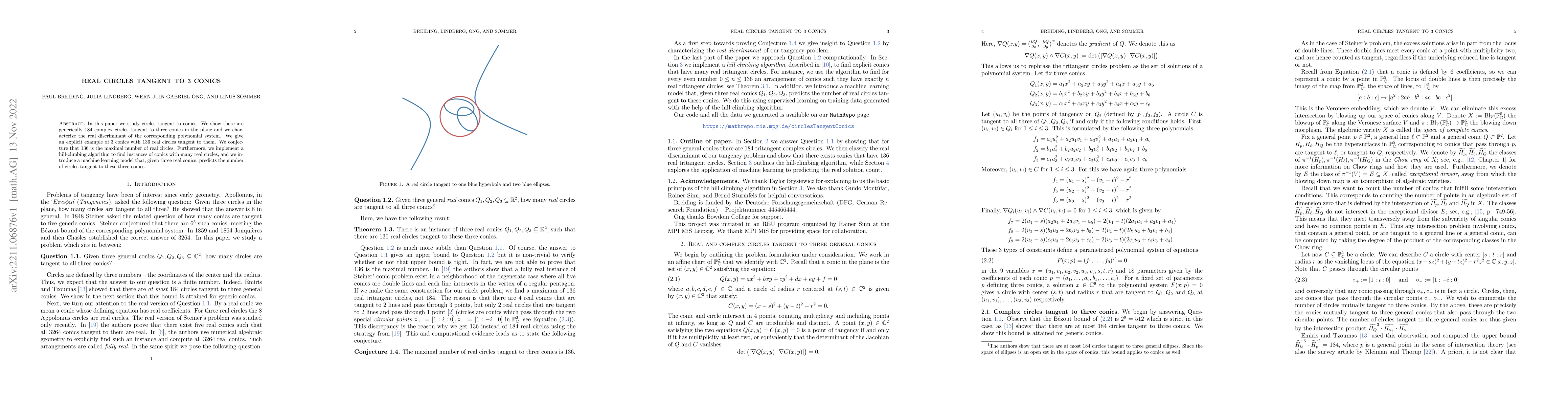 Thumbnail for Real circles tangent to 3 conics