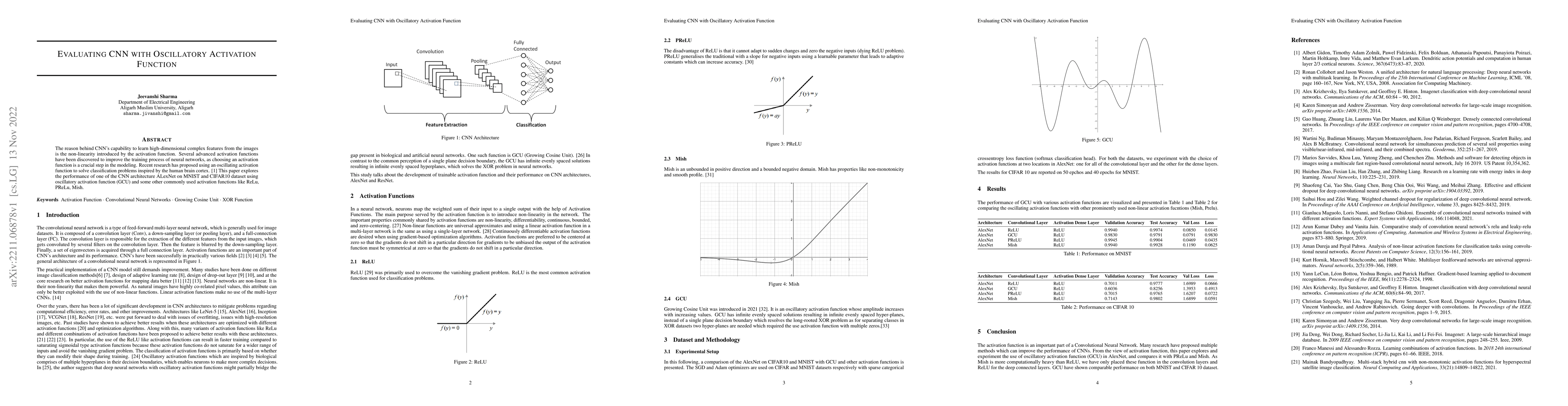 Thumbnail for Evaluating CNN with Oscillatory Activation Function