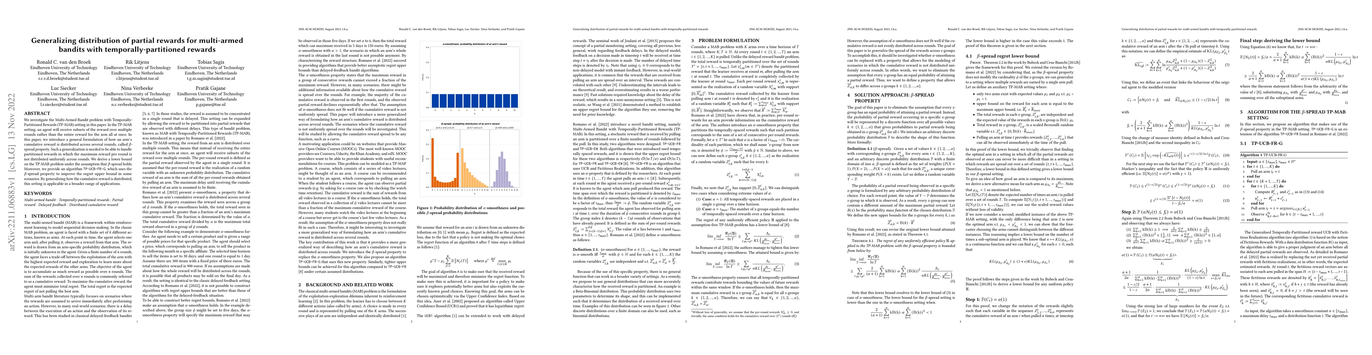 Thumbnail for Generalizing distribution of partial rewards for multi-armed bandits
  with temporally-partitioned rewards