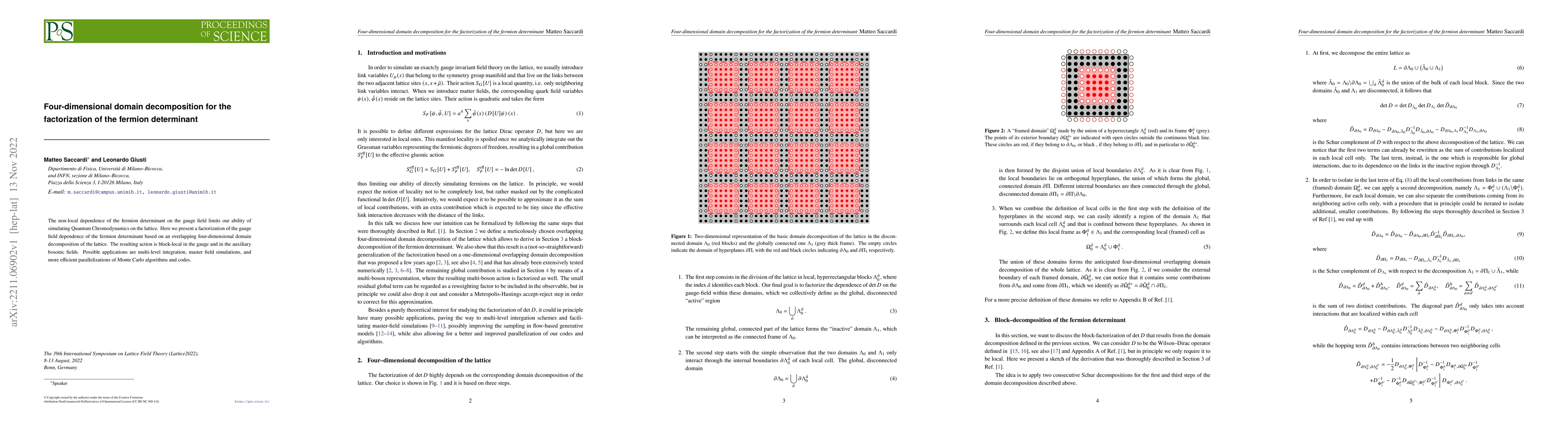 Thumbnail for Four-dimensional domain decomposition for the factorization of the
  fermion determinant