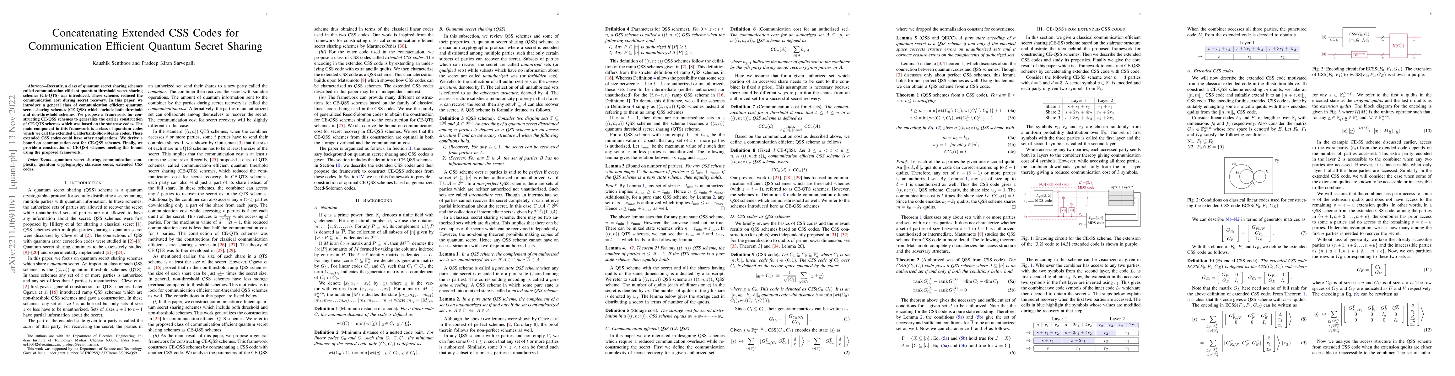 Thumbnail for Concatenating Extended CSS Codes for Communication Efficient Quantum
  Secret Sharing