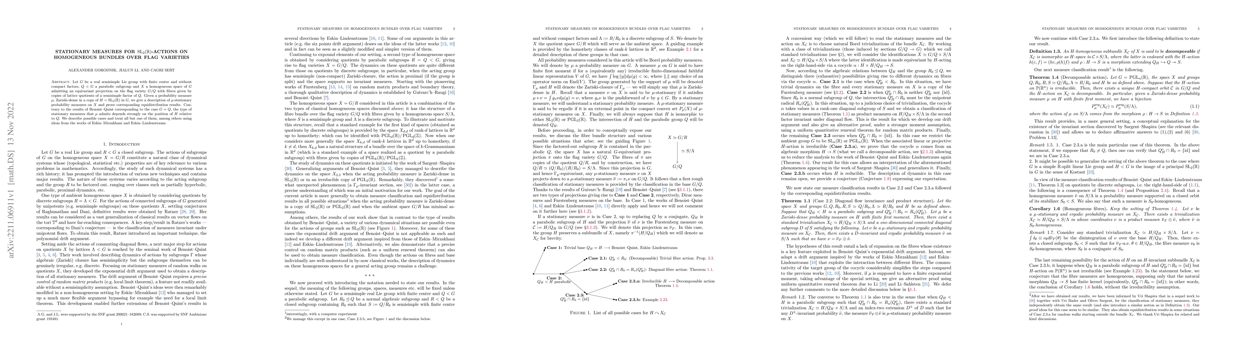 Thumbnail for Stationary measures for $\mathrm{SL}_2(\mathbb{R})$-actions on
  homogeneous bundles over flag varieties