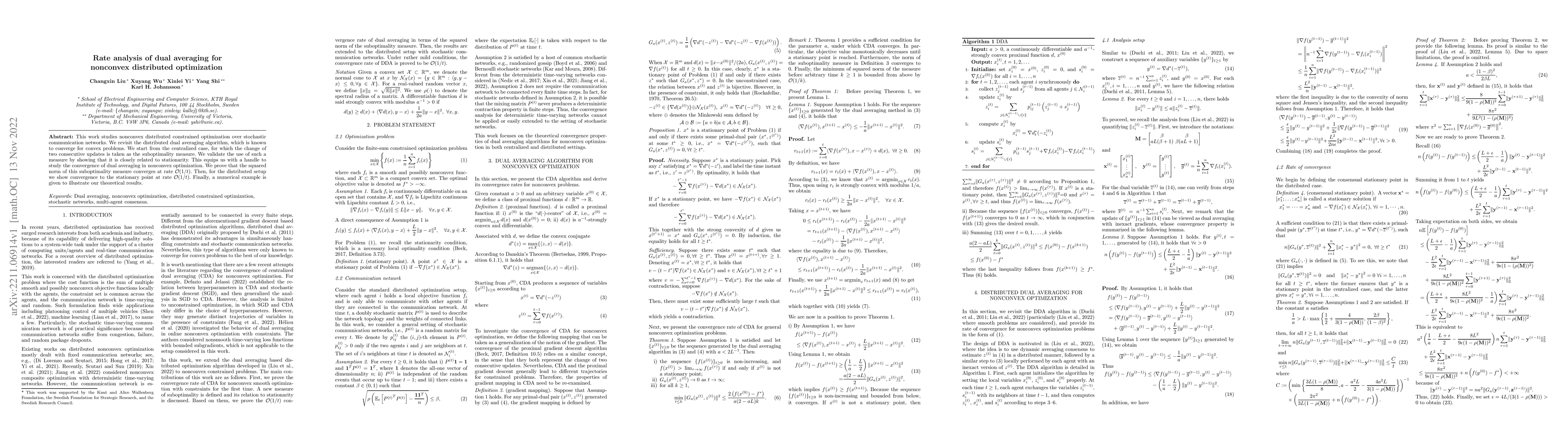 Thumbnail for Rate analysis of dual averaging for nonconvex distributed optimization