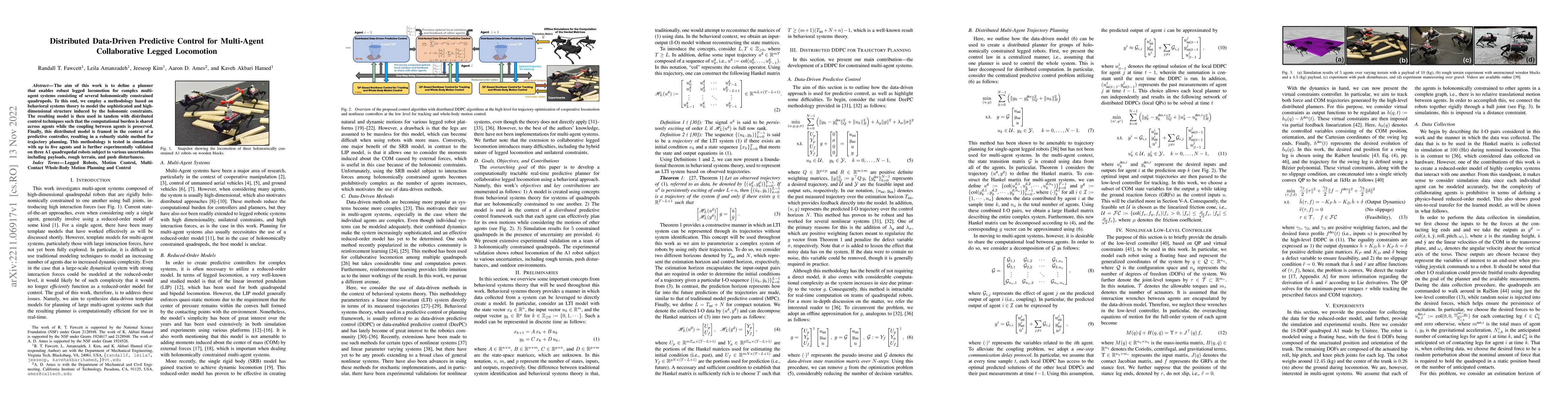 Thumbnail for Distributed Data-Driven Predictive Control for Multi-Agent Collaborative
  Legged Locomotion