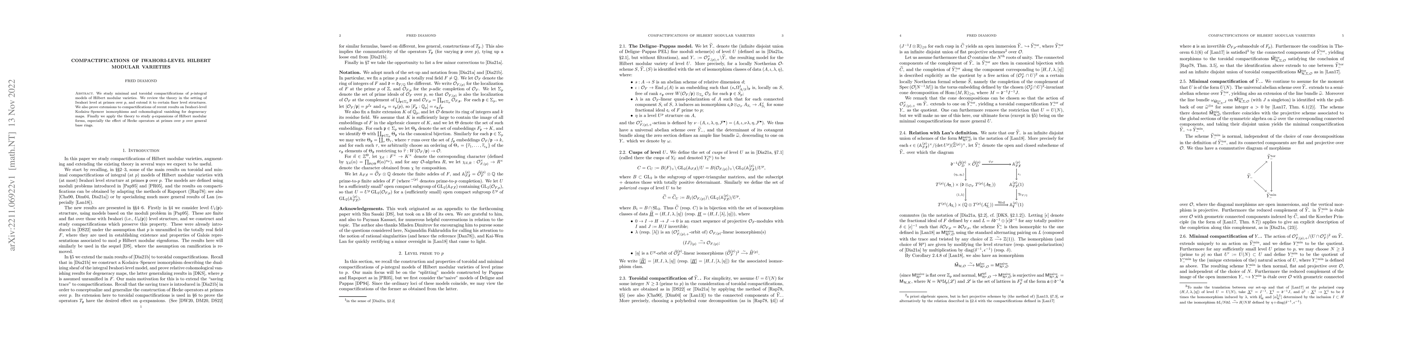 Thumbnail for Compactifications of Iwahori-level Hilbert modular varieties