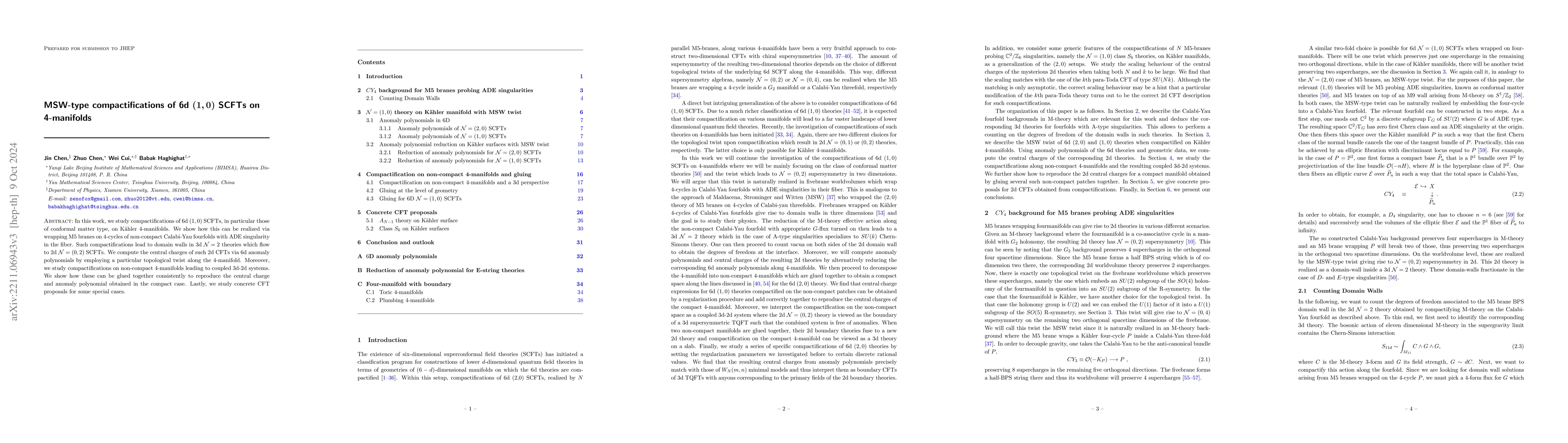 Thumbnail for MSW-type compactifications of 6d $(1,0)$ SCFTs on 4-manifolds