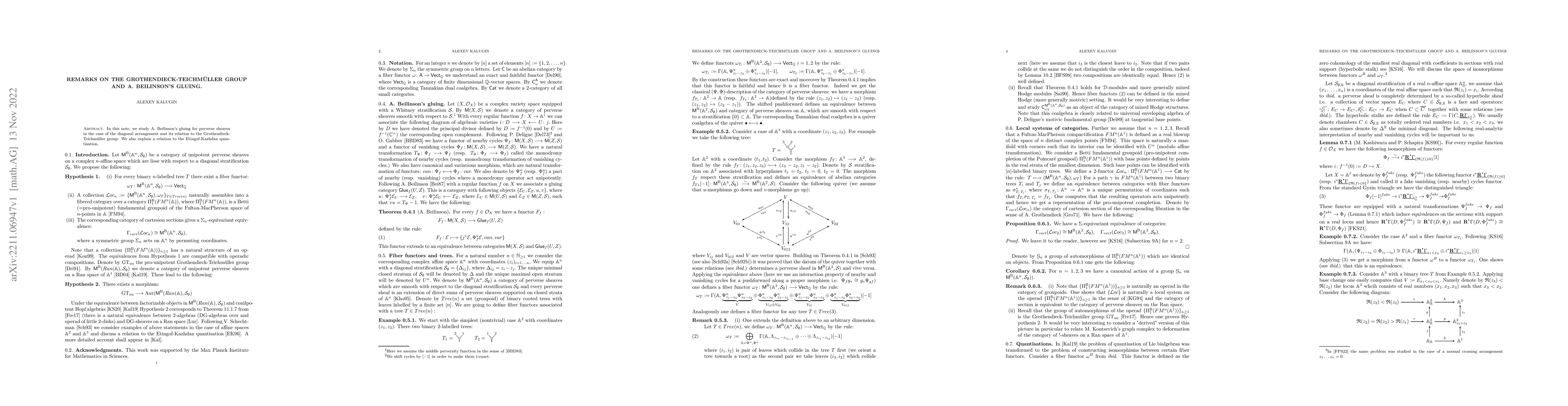 Thumbnail for Remarks on the Grothendieck-Teichm\"uller group and A. Beilinson's
  gluing