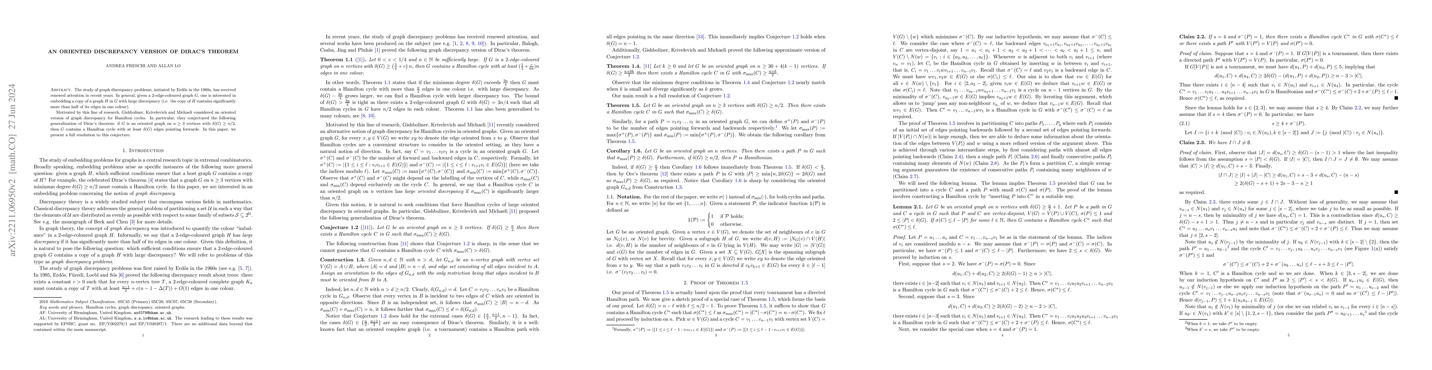 Thumbnail for An oriented discrepancy version of Dirac's theorem