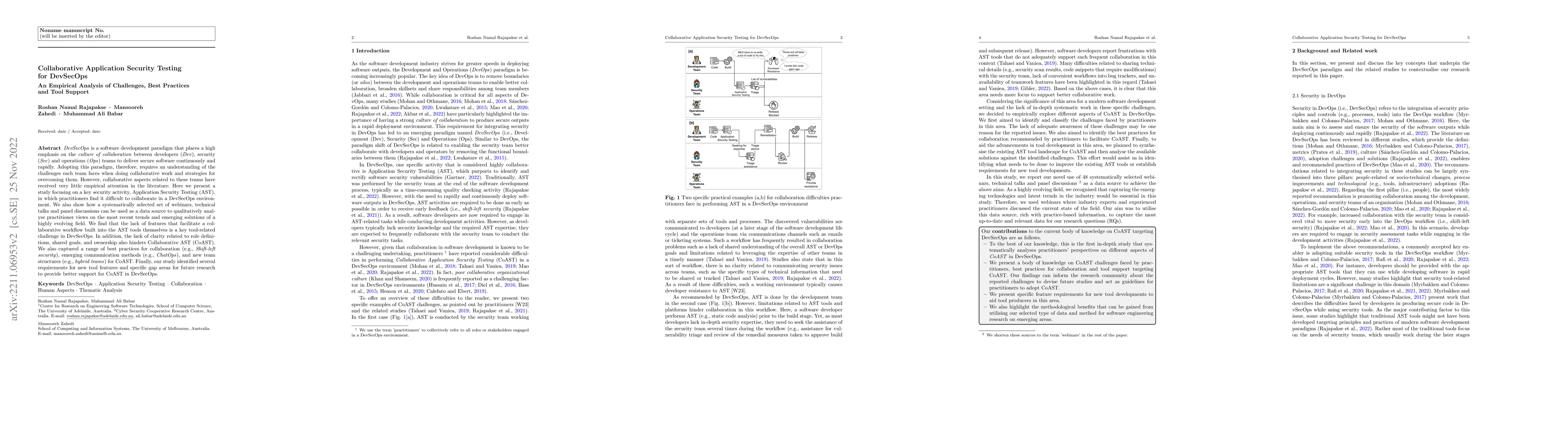 Thumbnail for Collaborative Application Security Testing for DevSecOps: An Empirical
  Analysis of Challenges, Best Practices and Tool Support