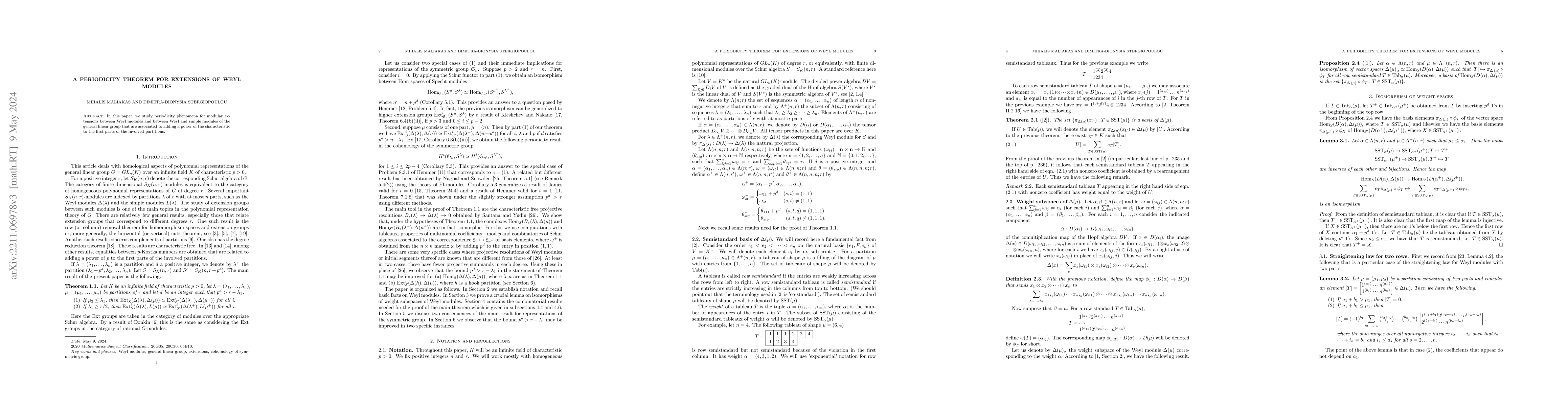 Thumbnail for A periodicity theorem for extensions of Weyl modules
