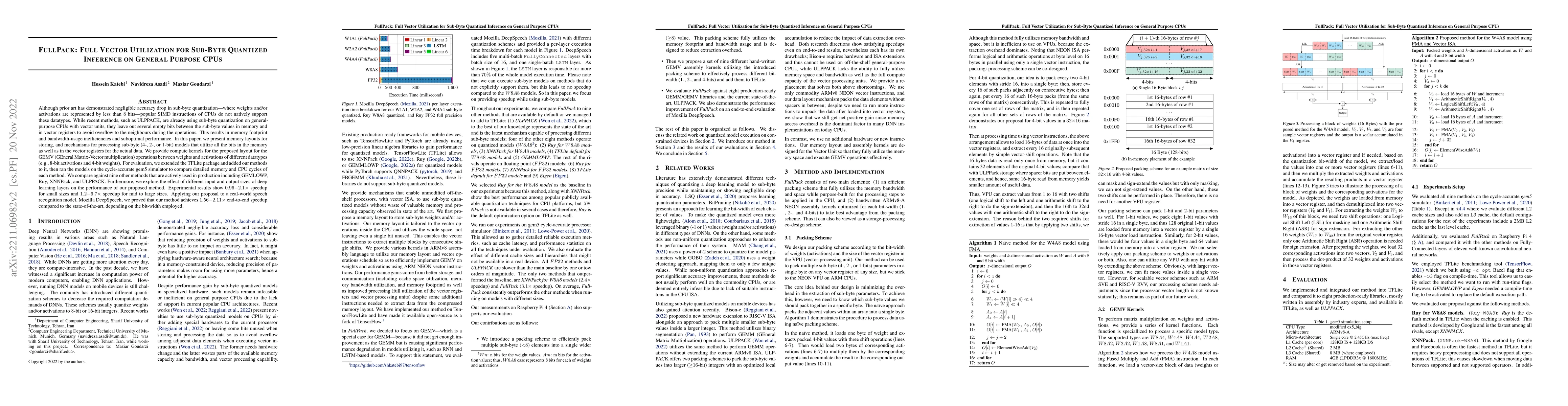 Thumbnail for FullPack: Full Vector Utilization for Sub-Byte Quantized Inference on
  General Purpose CPUs