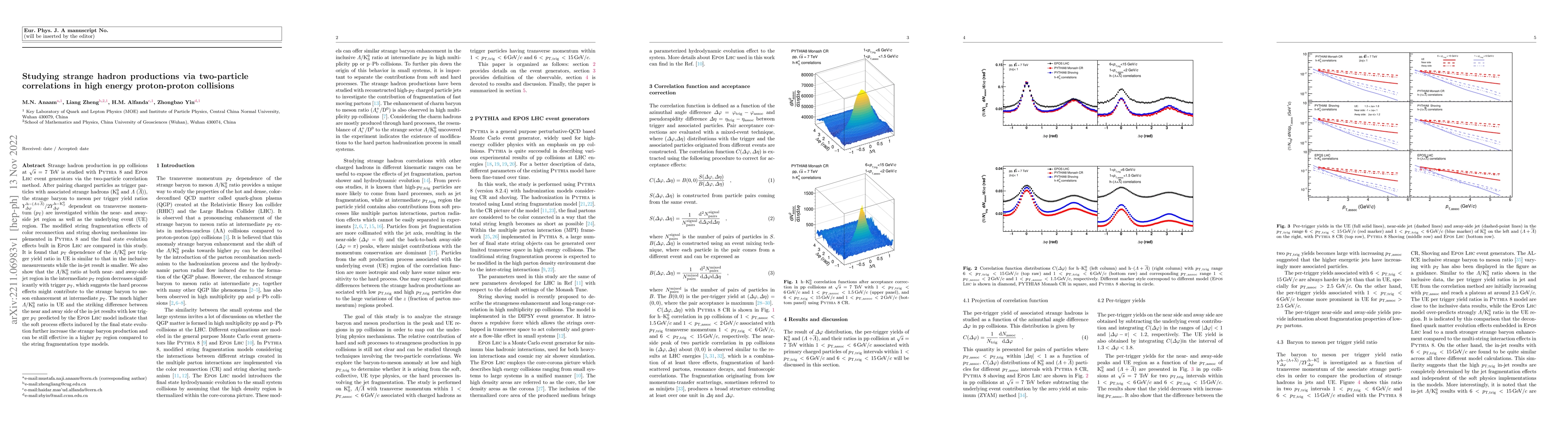 Thumbnail for Studying strange hadron productions via two-particle correlations in
  high energy proton-proton collisions