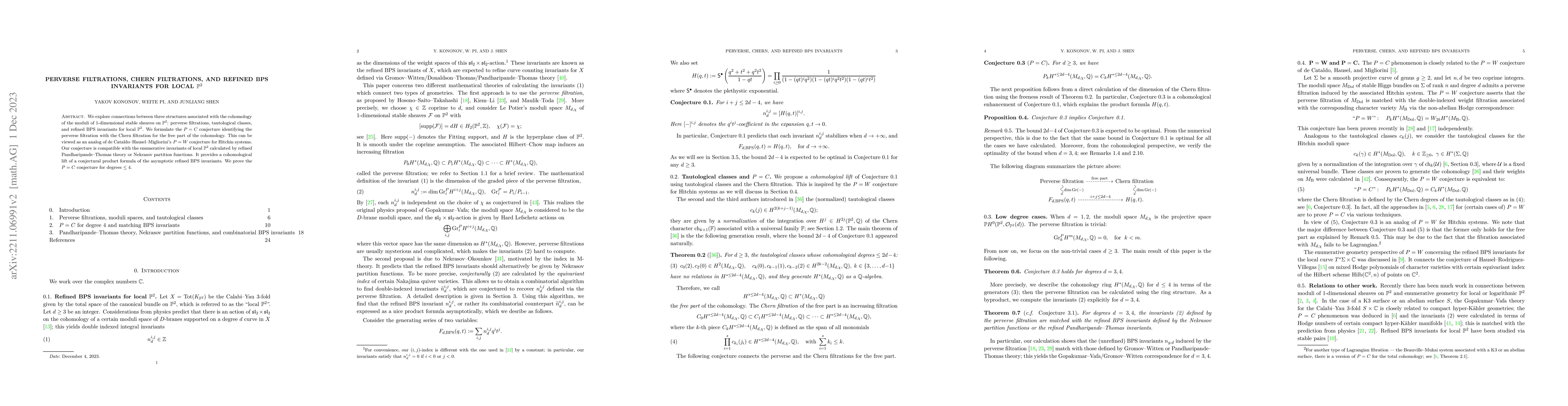 Thumbnail for Perverse filtrations, Chern filtrations, and refined BPS invariants for
  local $\mathbb{P}^2$