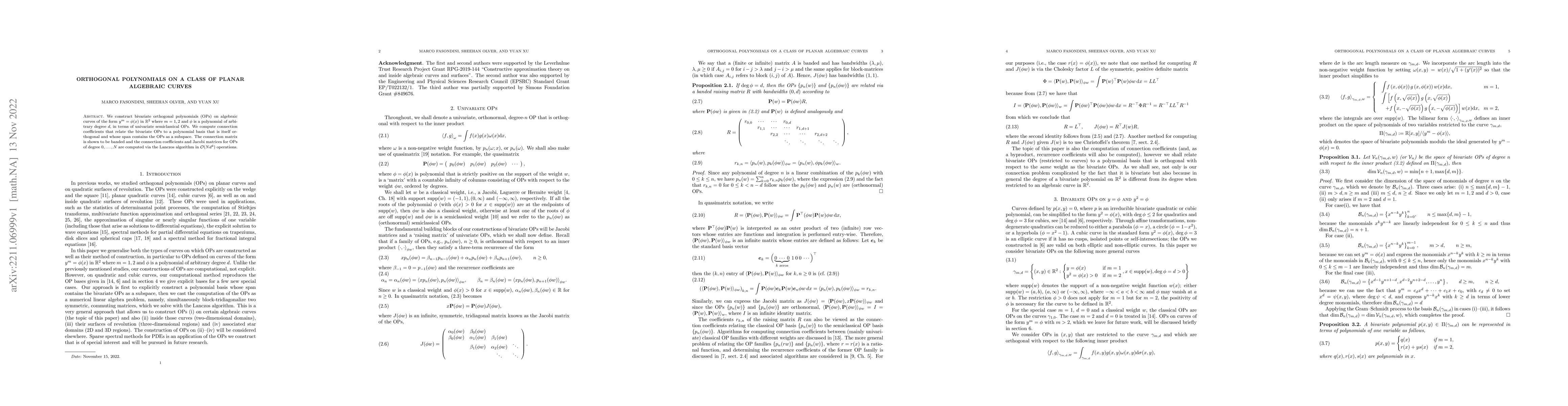 Thumbnail for Orthogonal polynomials on a class of planar algebraic curves