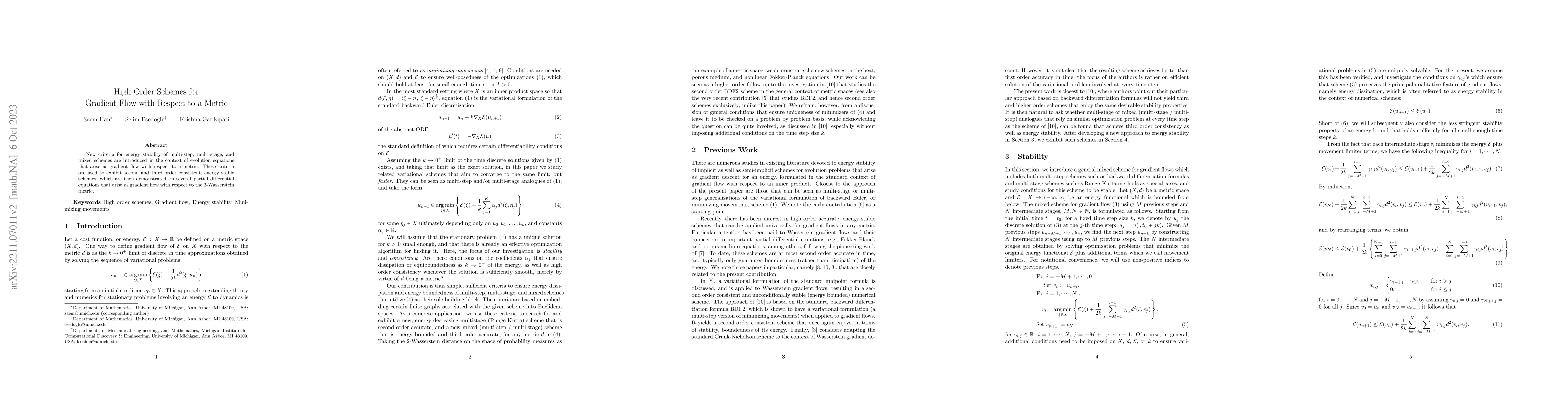 Thumbnail for High Order Schemes for Gradient Flow with Respect to a Metric