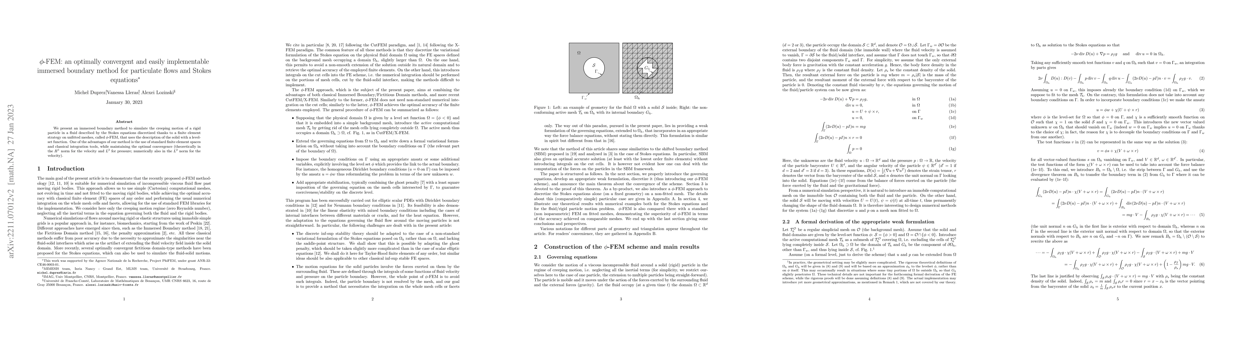 Thumbnail for Phi-FEM: an optimally convergent and easily implementable immersed
  boundary method for particulate flows and Stokes equations