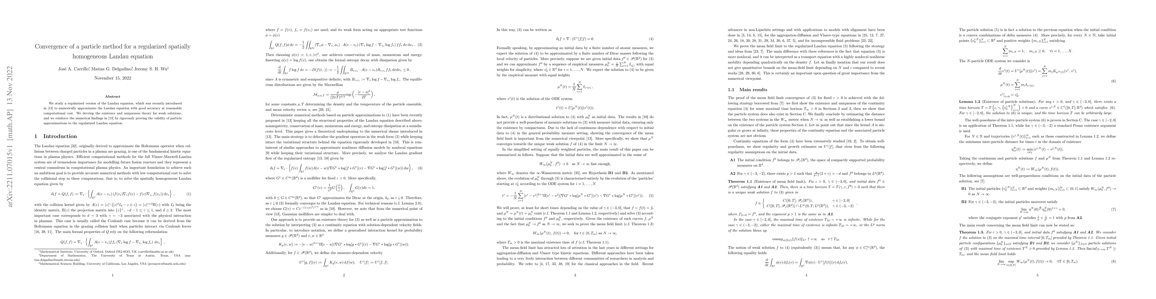 Thumbnail for Convergence of a particle method for a regularized spatially homogeneous
  Landau equation