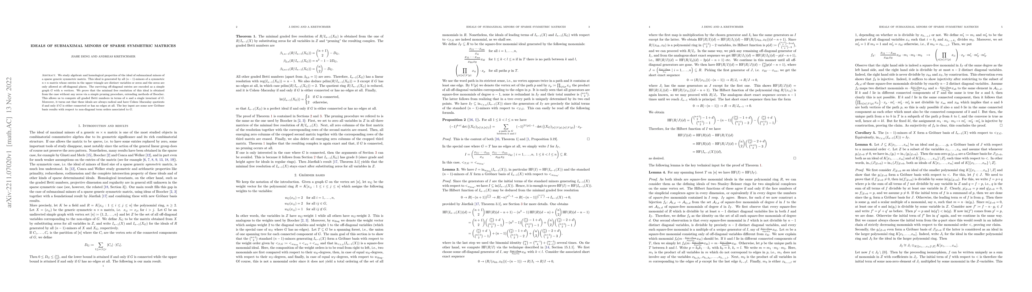 Thumbnail for Ideals of submaximal minors of sparse symmetric matrices