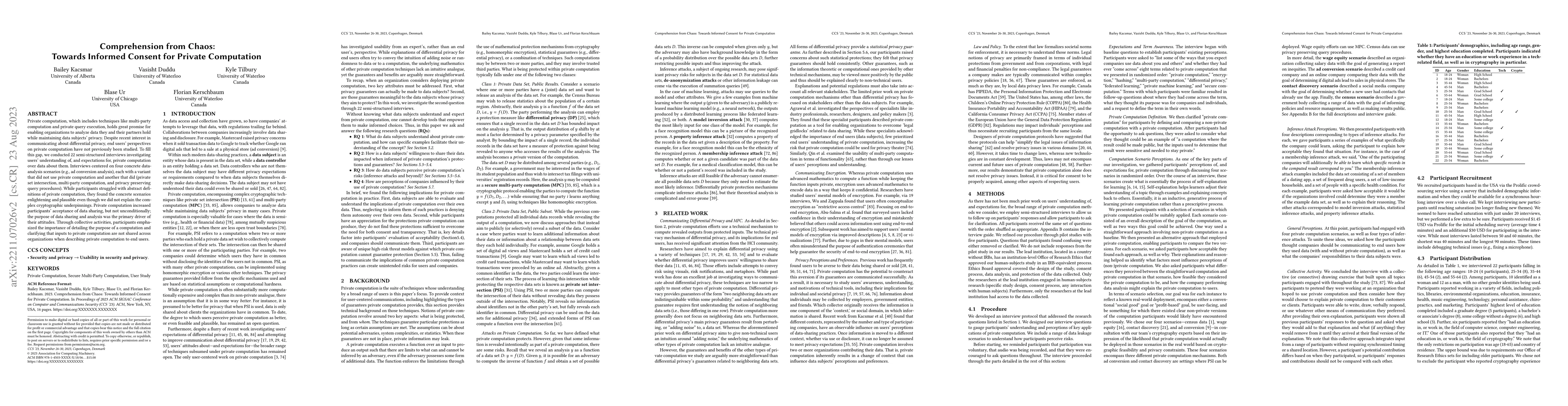 Thumbnail for Comprehension from Chaos: Towards Informed Consent for Private
  Computation