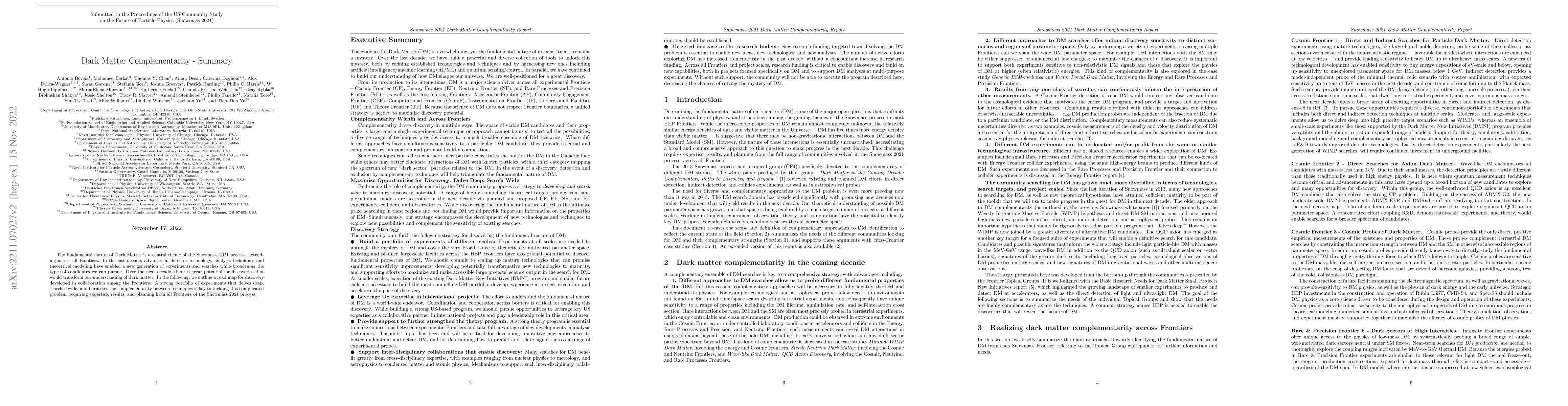 Thumbnail for Snowmass 2021 Dark Matter Complementarity Report