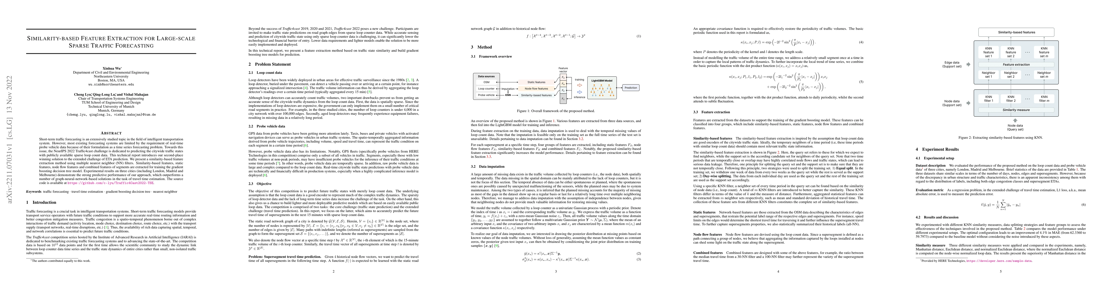 Thumbnail for Similarity-based Feature Extraction for Large-scale Sparse Traffic
  Forecasting