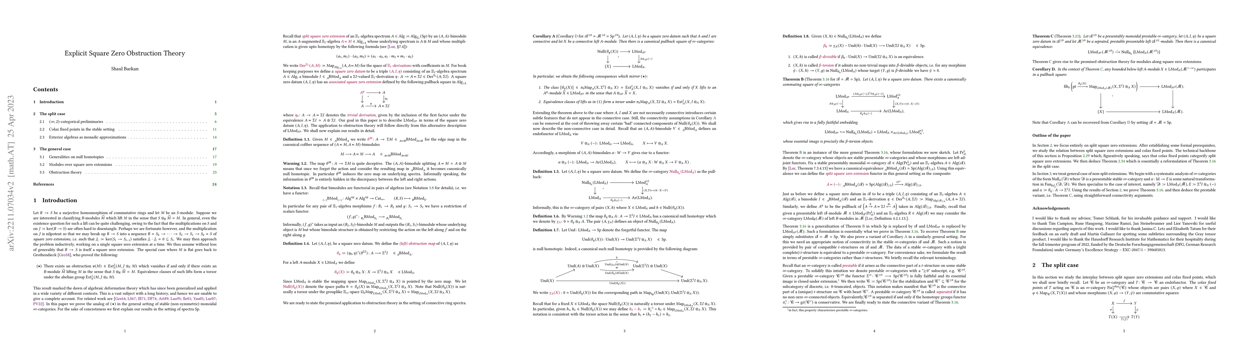 Thumbnail for Explicit Square Zero Obstruction Theory