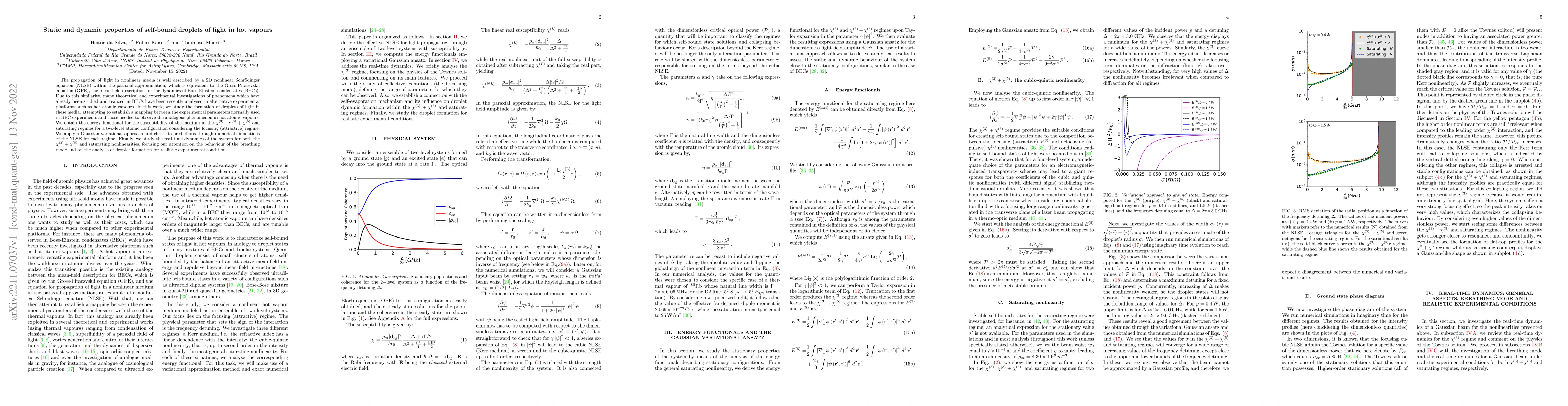Thumbnail for Static and dynamic properties of self-bound droplets of light in hot
  vapours